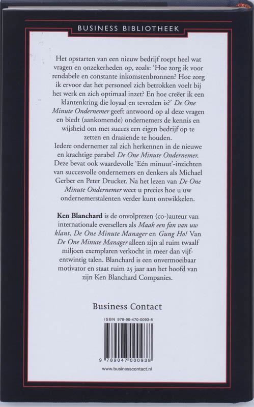 Achterkant van De One Minute Ondernemer
