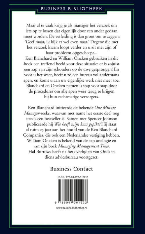 Achterkant van One Minute Manager en de apenrots