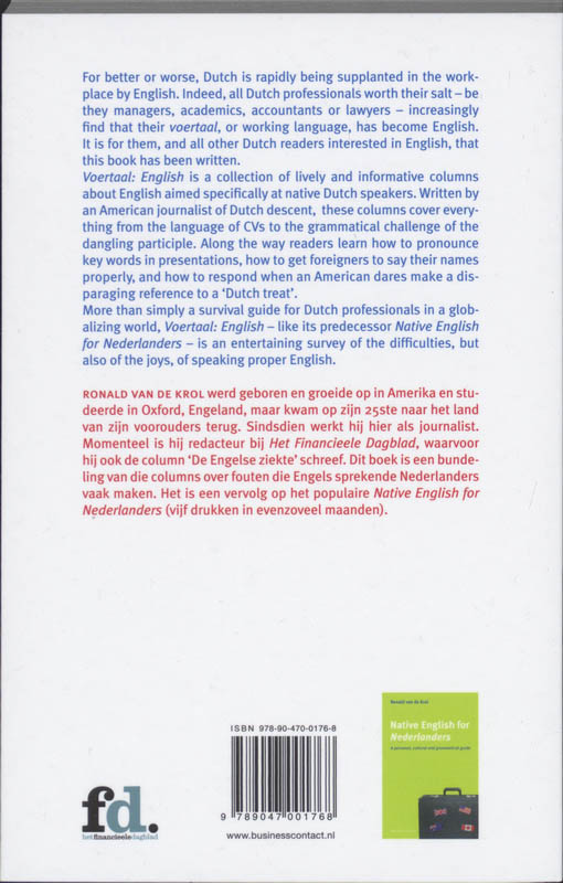 Achterkant van Voertaal: English