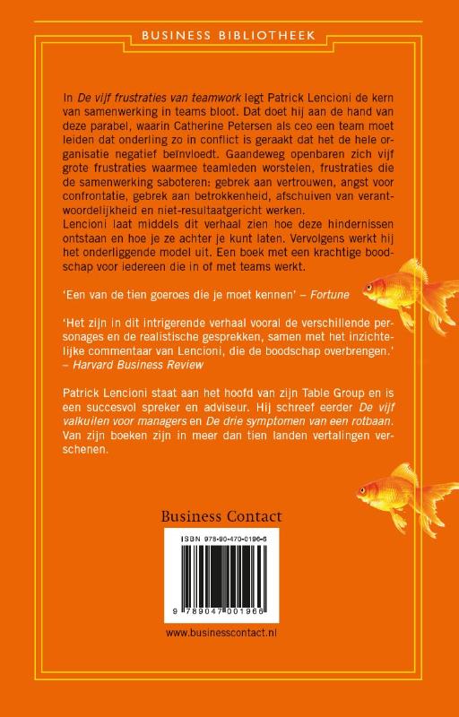 Achterkant van De 5 frustraties van teamwork