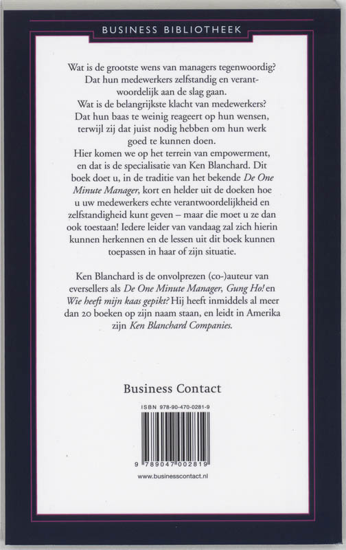Achterkant van Zelfleiderschap en de One-Minute Manager