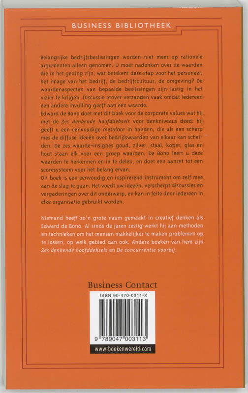 Achterkant van Zes waardeninsignes