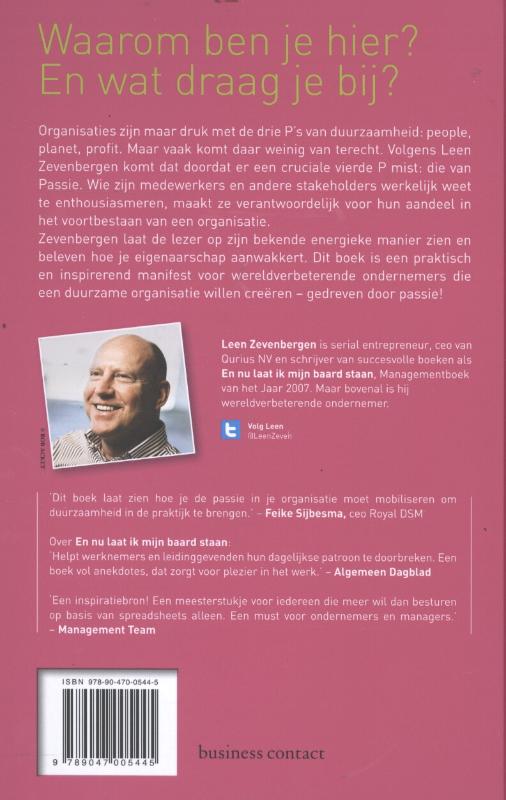 Achterkant van Duurzaam at the speed of passion
