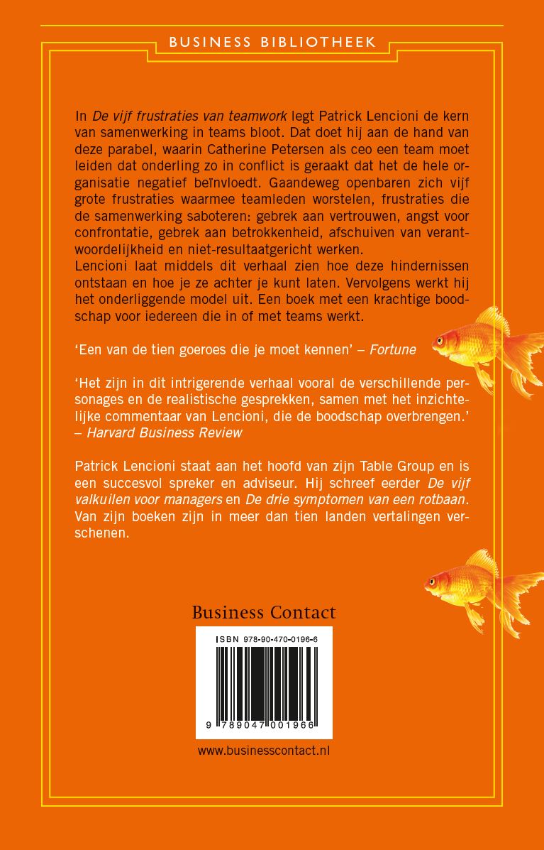 Achterkant van De 5 frustraties van teamwork