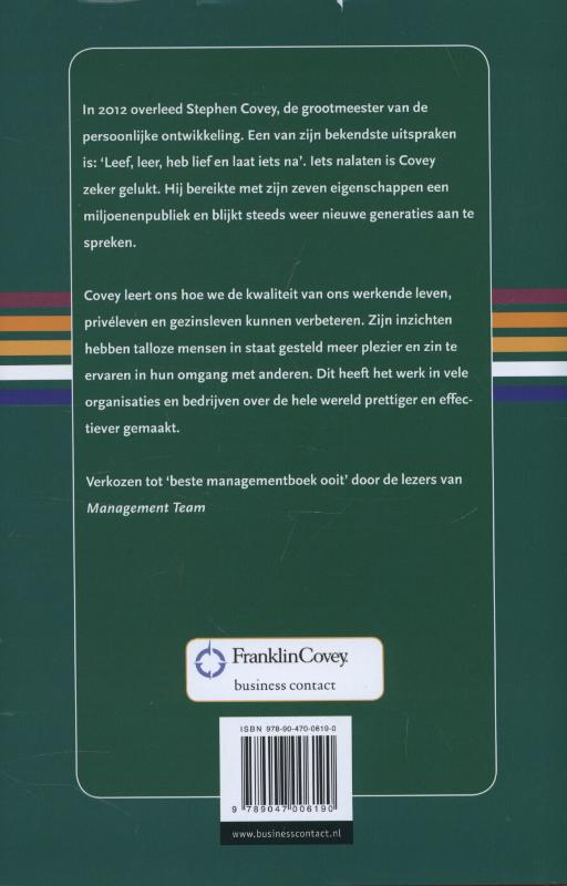 Achterkant van De zeven eigenschappen van effectief leiderschap