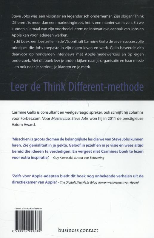 Achterkant van Masterclass Steve Jobs