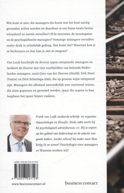 Achterkant van De ontspoorde manager