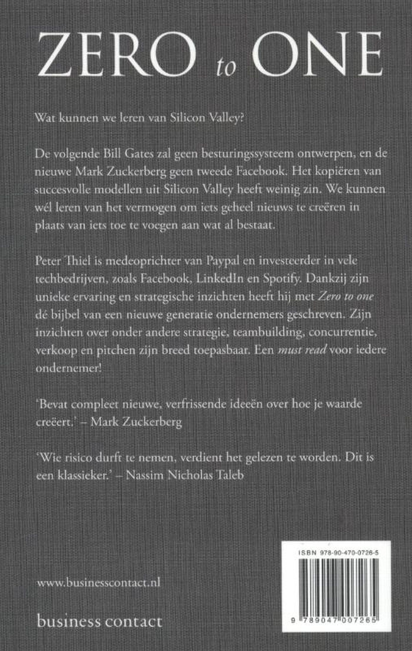 Achterkant van Zero to one: creëer de toekomst