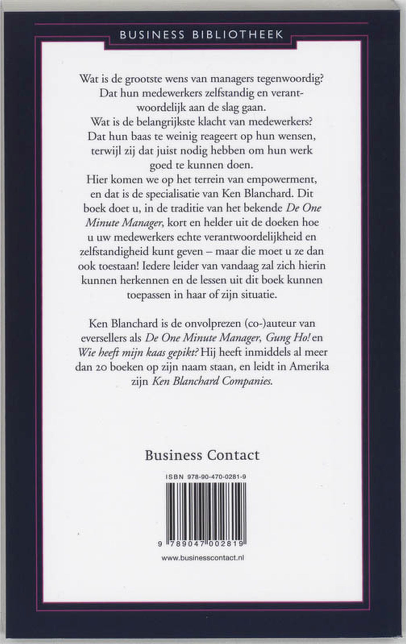 Achterkant van Zelfleiderschap en de one minute manager