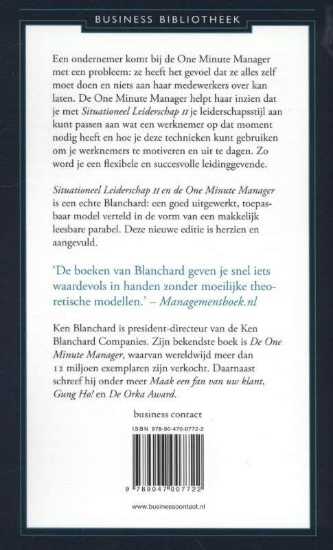 Achterkant van Situationeel leiderschap II en de one minute manager