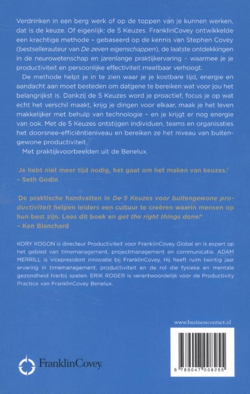 Achterkant van De 5 keuzes voor buitengewone productiviteit