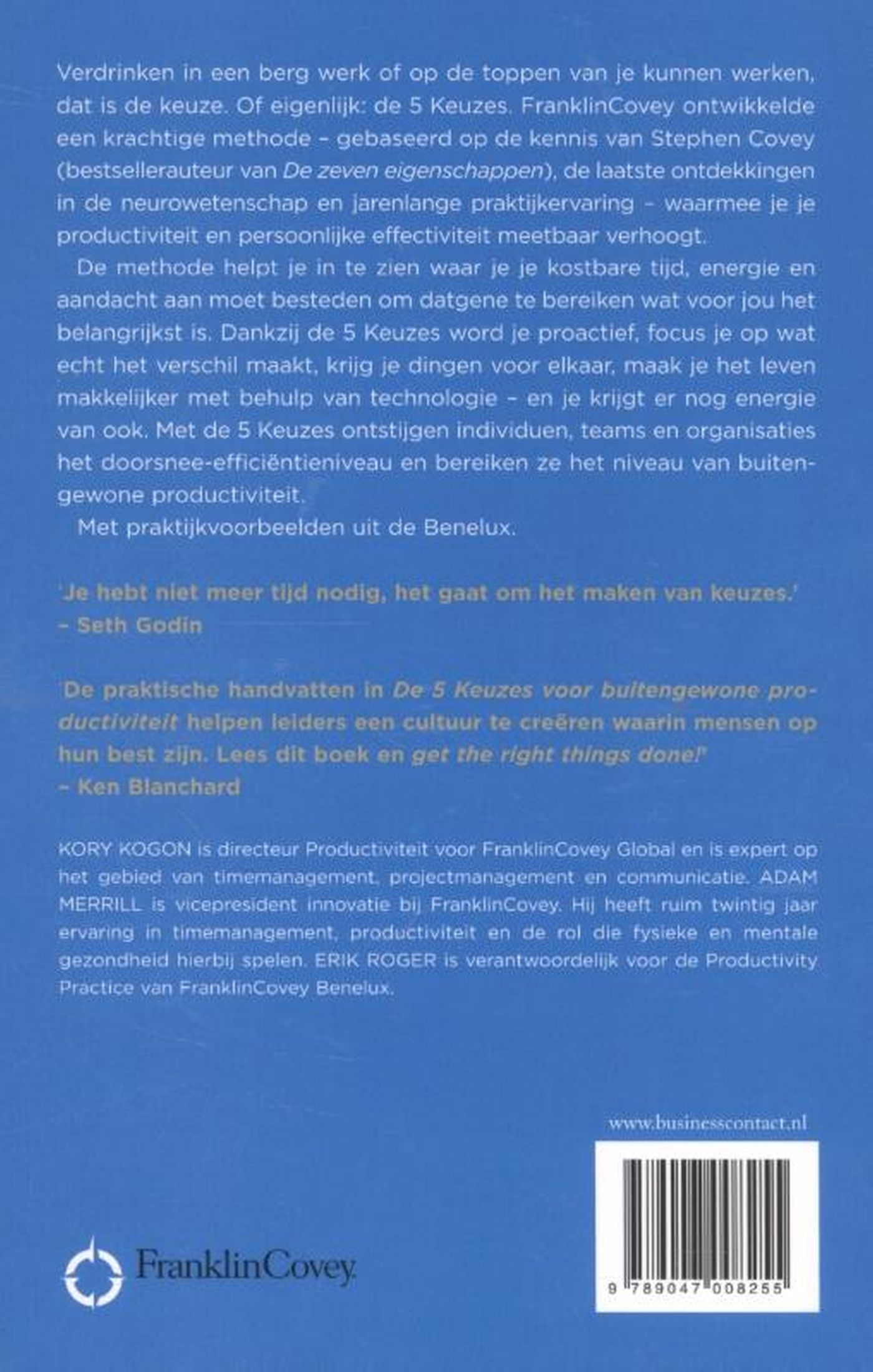 Achterkant van De 5 keuzes voor buitengewone productiviteit