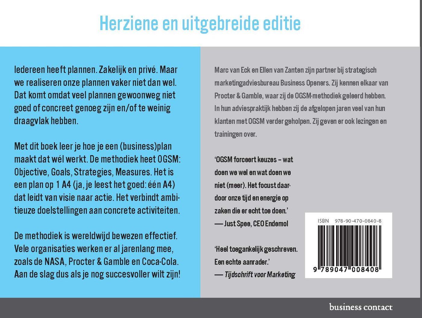 Achterkant van Businessplan op 1 A4