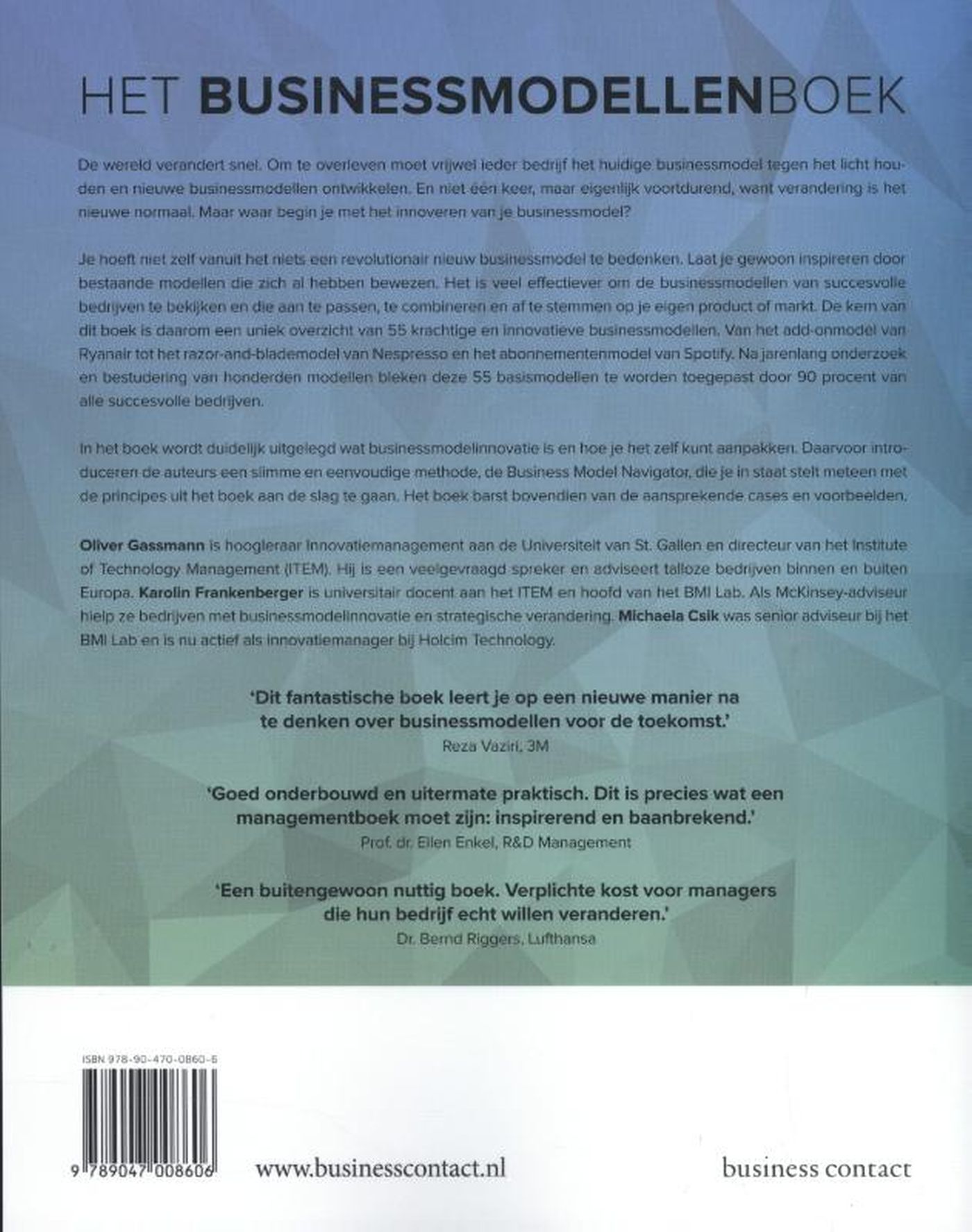 Achterkant van Het businessmodellenboek