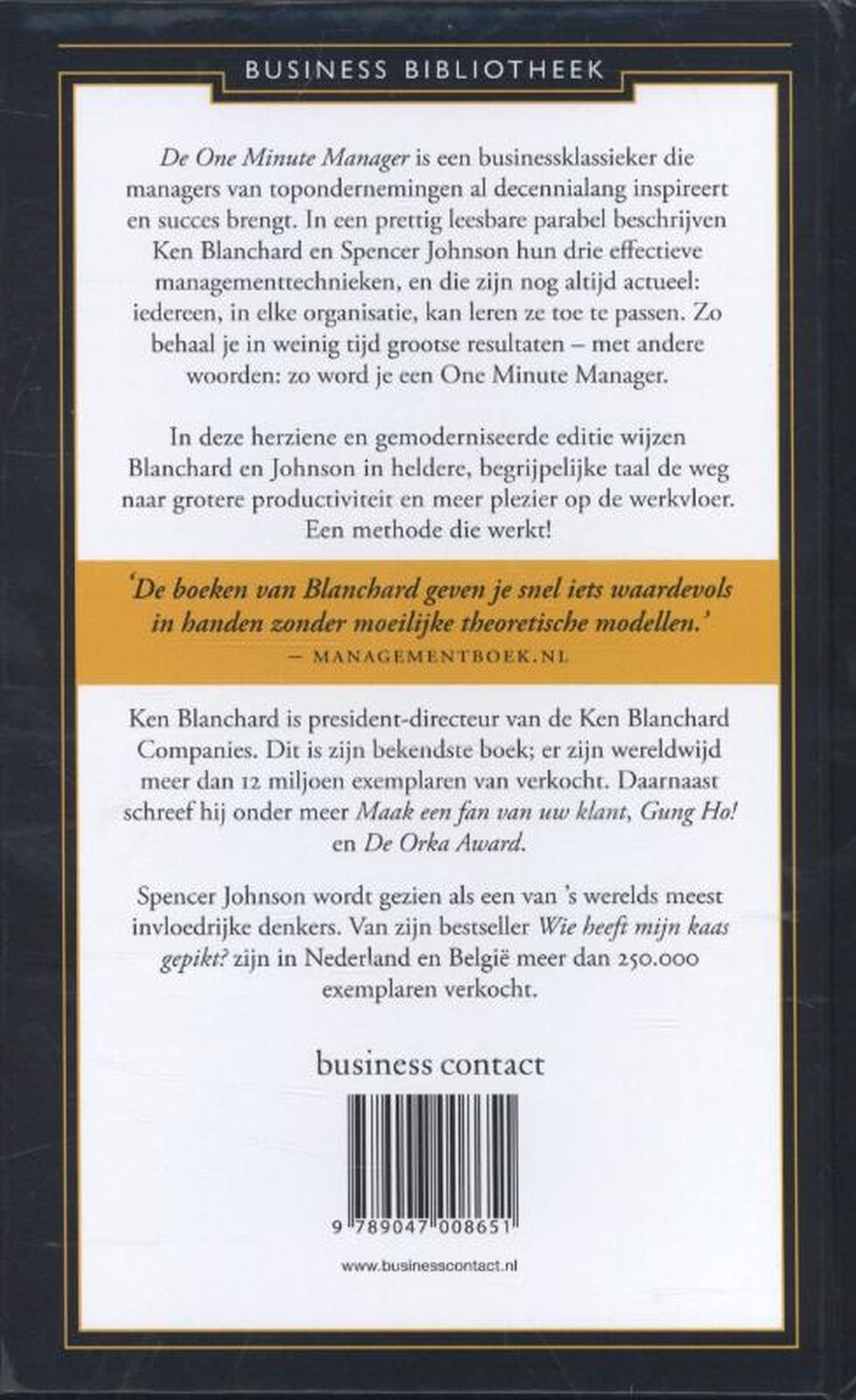 Achterkant van De nieuwe one minute manager