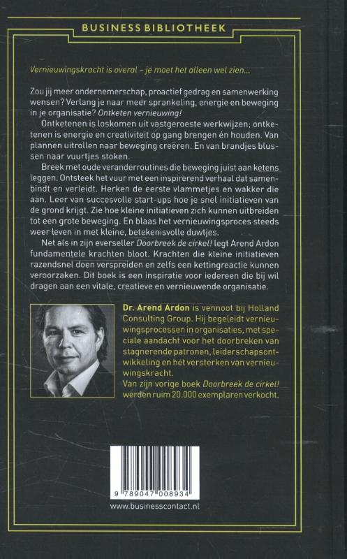 Achterkant van Ontketen vernieuwing!