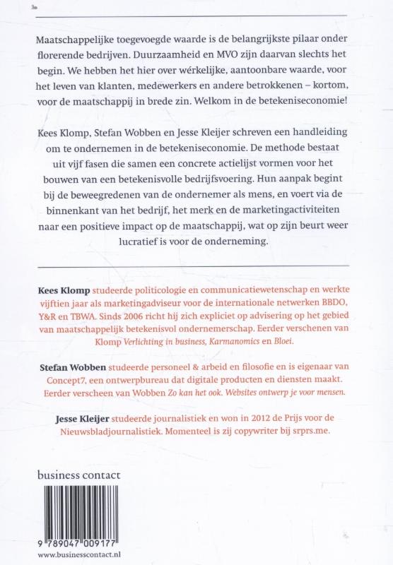 Achterkant van Handboek betekenisvol ondernemen