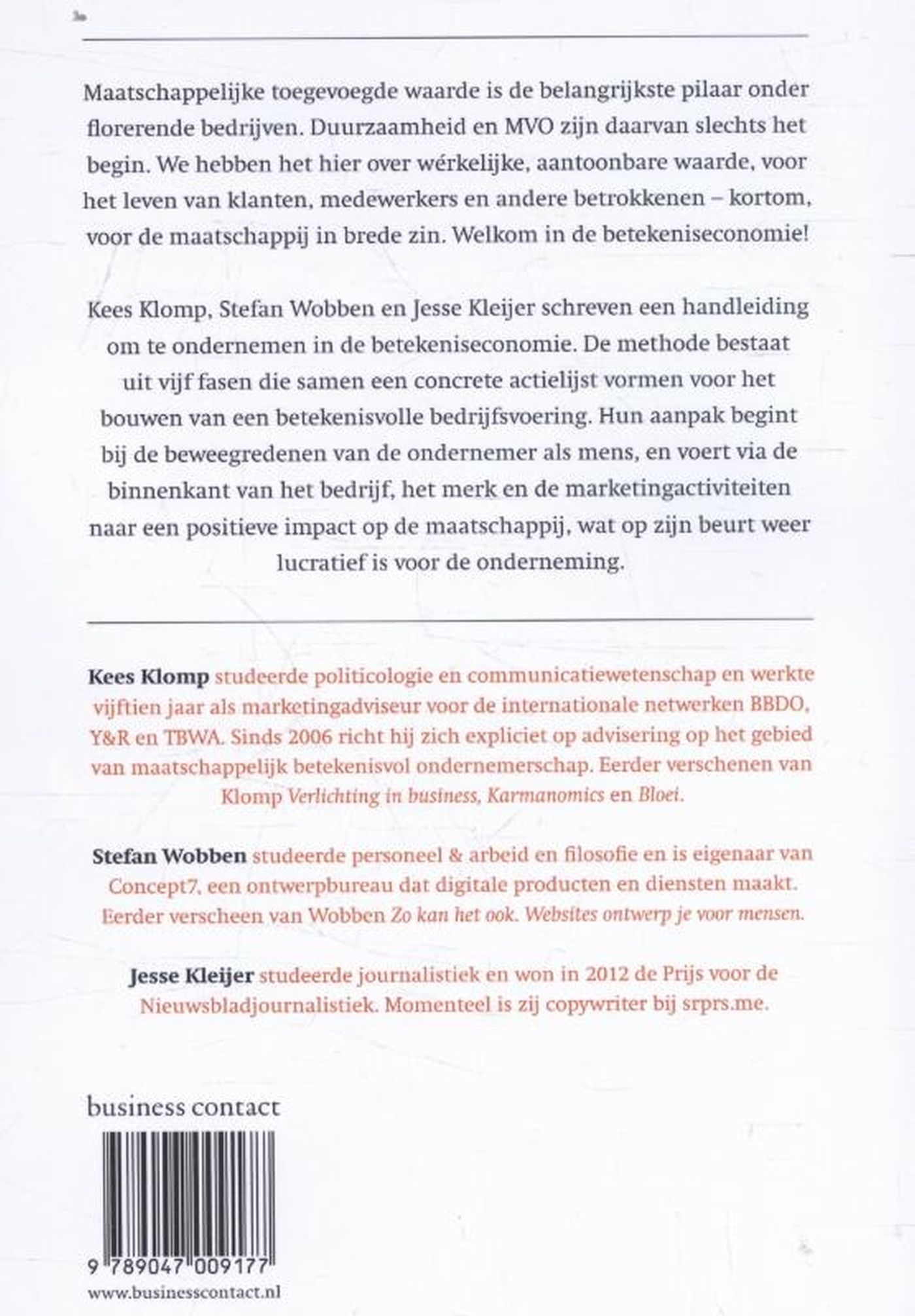 Achterkant van Handboek betekenisvol ondernemen