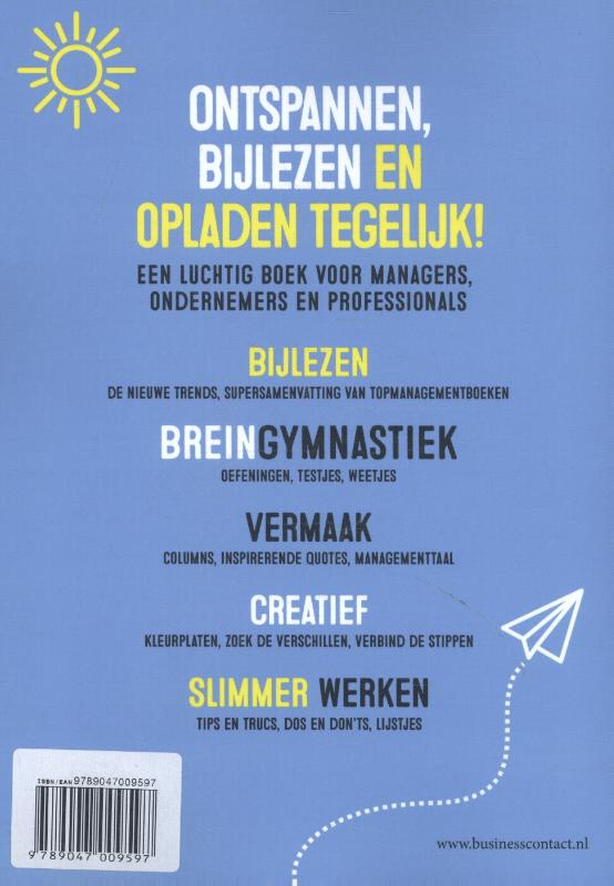 Achterkant van Vakantieboek voor managers
