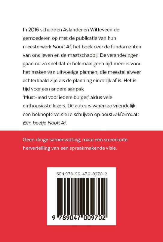Achterkant van Een beetje nooit af- 3 exemplaren. Ook los verkrijgbaar onder ISBN:9789047009702)