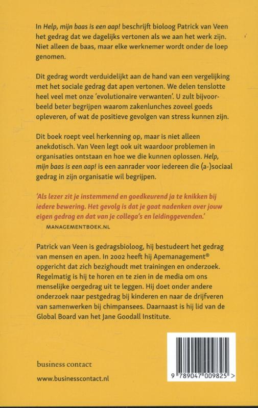 Achterkant van Help mijn baas is een aap!