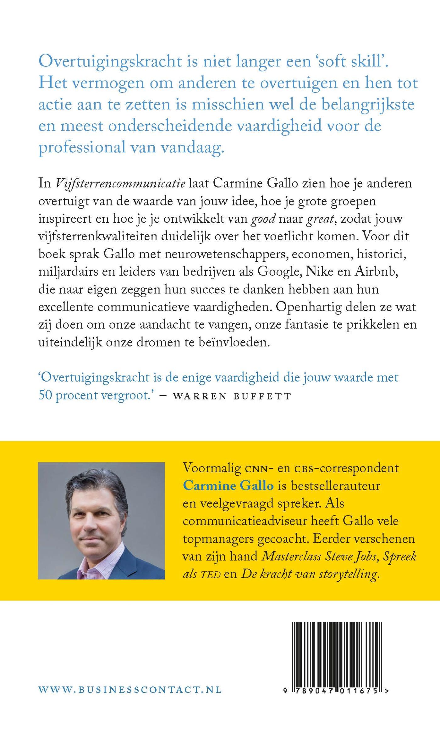 Achterkant van Vijfsterrencommunicatie