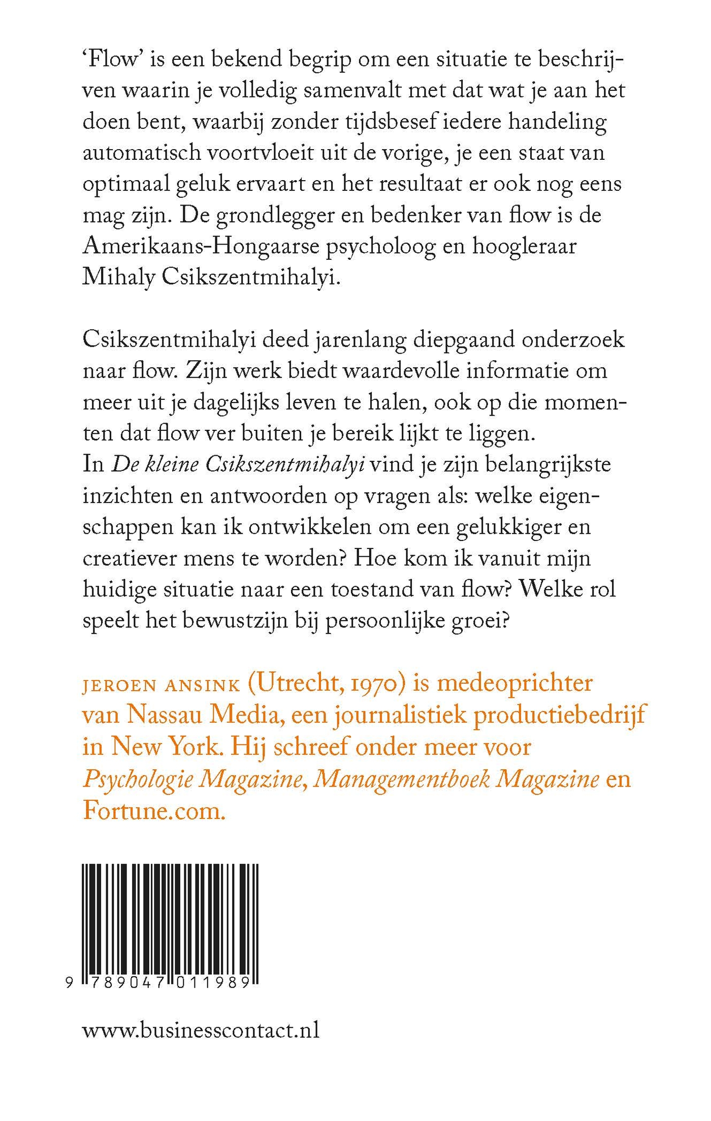 Achterkant van De kleine Csikszentmihalyi