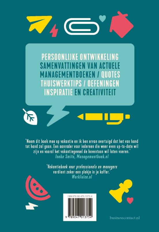 Achterkant van Vakantieboek voor professionals en managers 2020