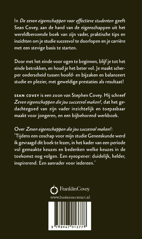 Achterkant van De zeven eigenschappen voor effectieve studenten