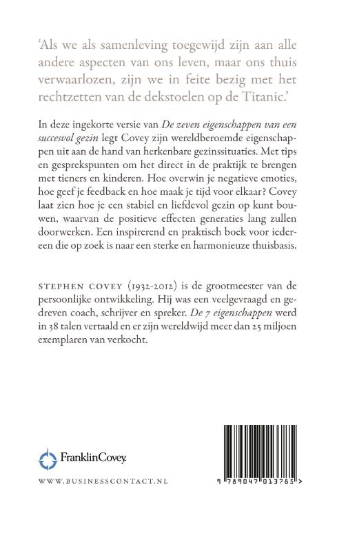 Achterkant van De zeven eigenschappen van een sterk gezin