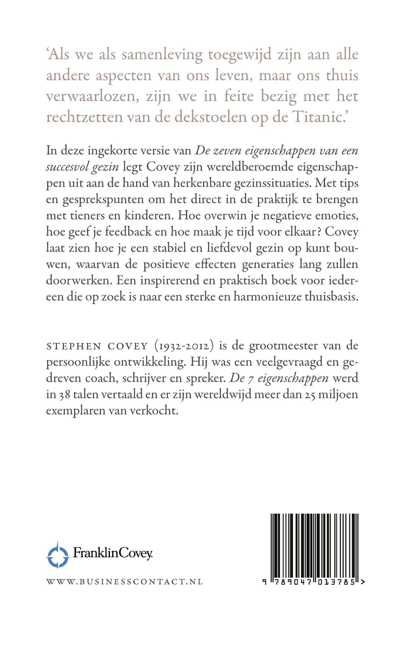 Achterkant van De zeven eigenschappen van een sterk gezin
