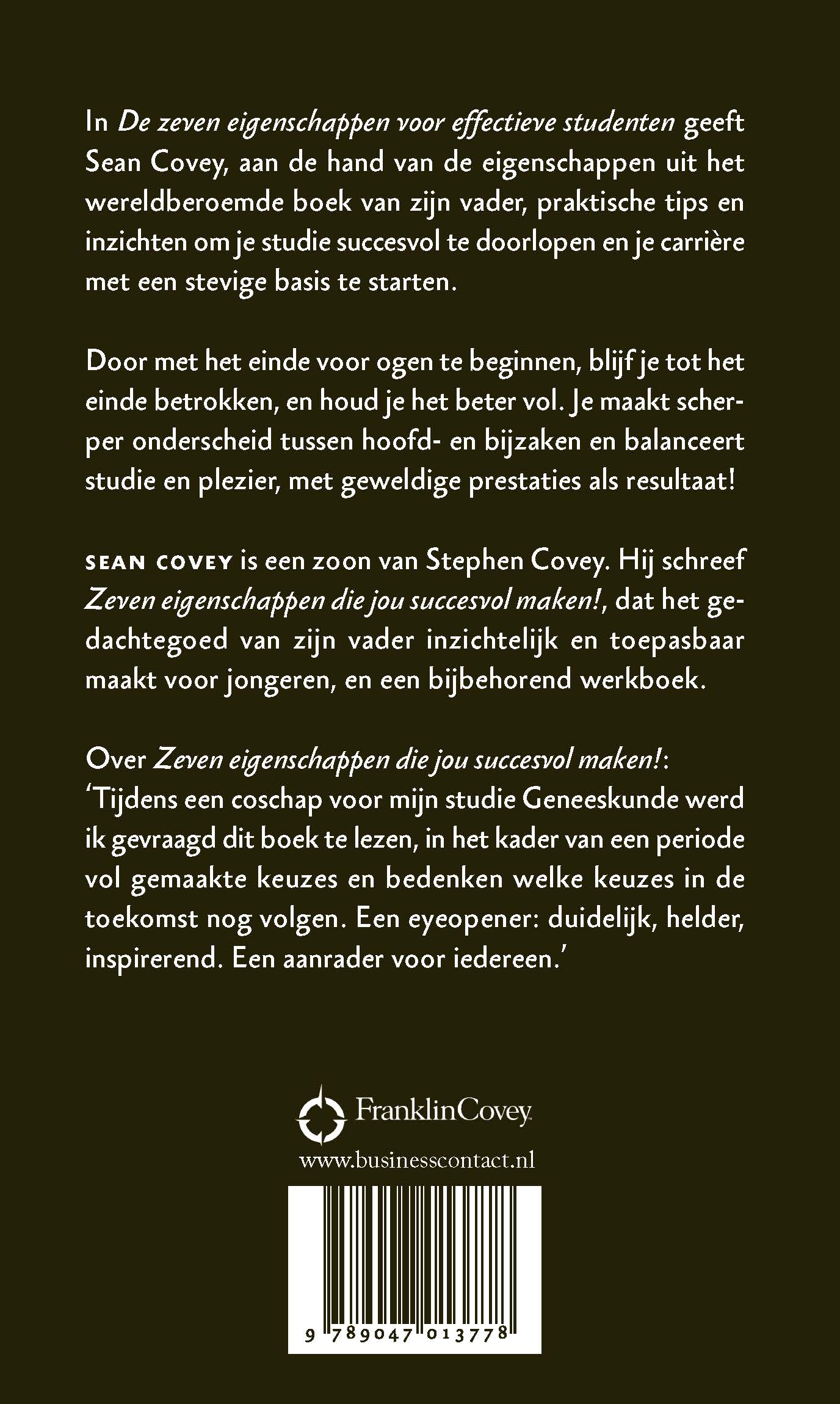 Achterkant van De zeven eigenschappen voor effectieve studenten