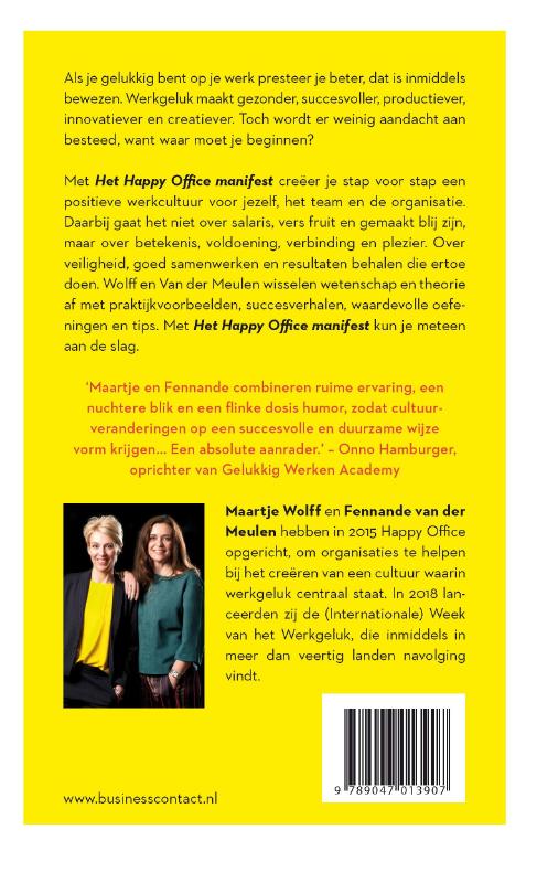 Achterkant van Het Happy Office manifest