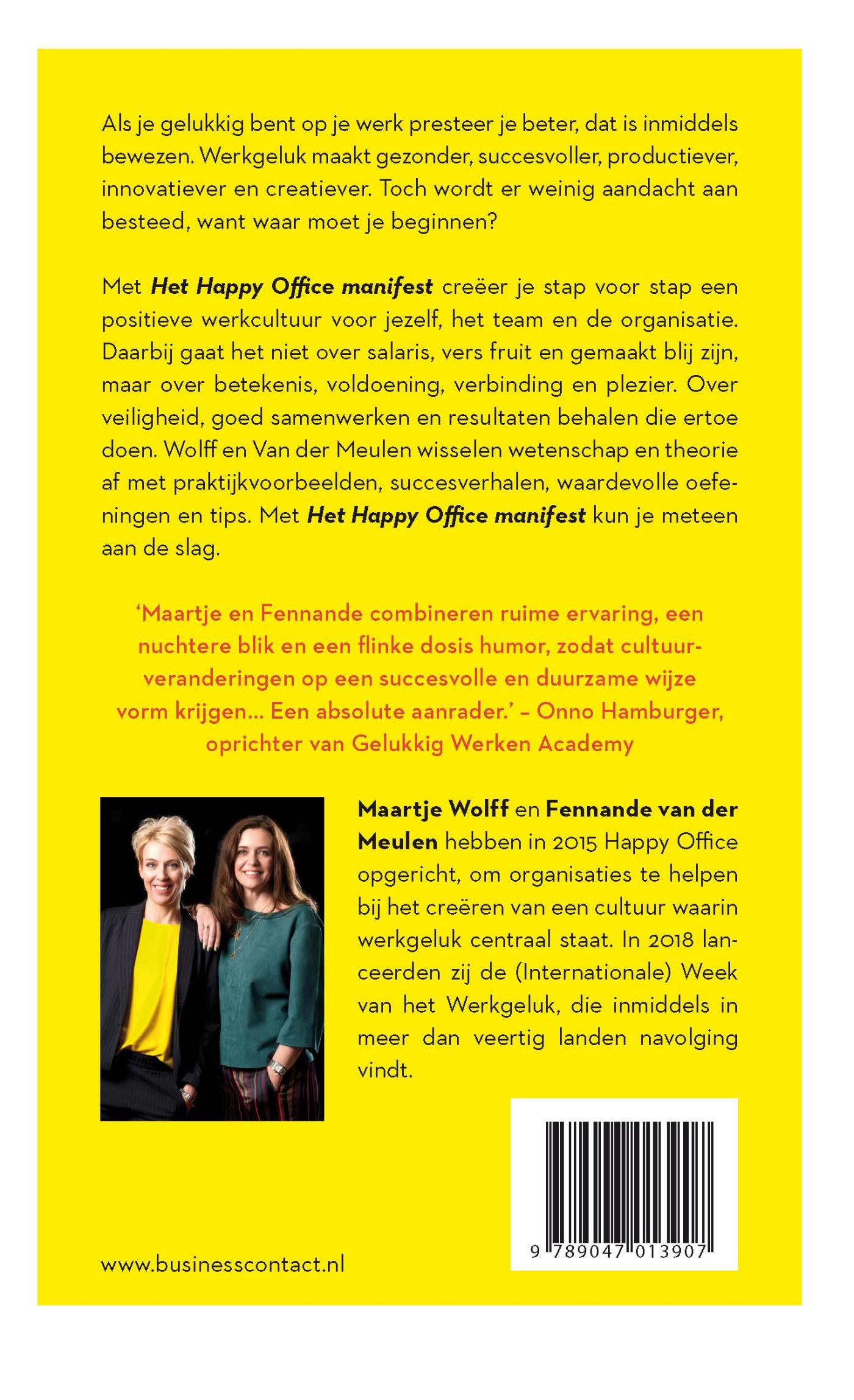 Achterkant van Het Happy Office manifest