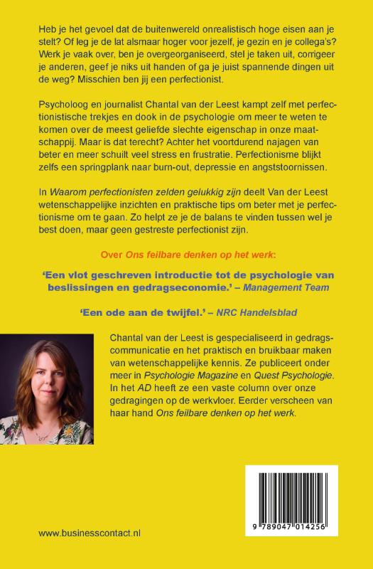 Achterkant van Waarom perfectionisten zelden gelukkig zijn