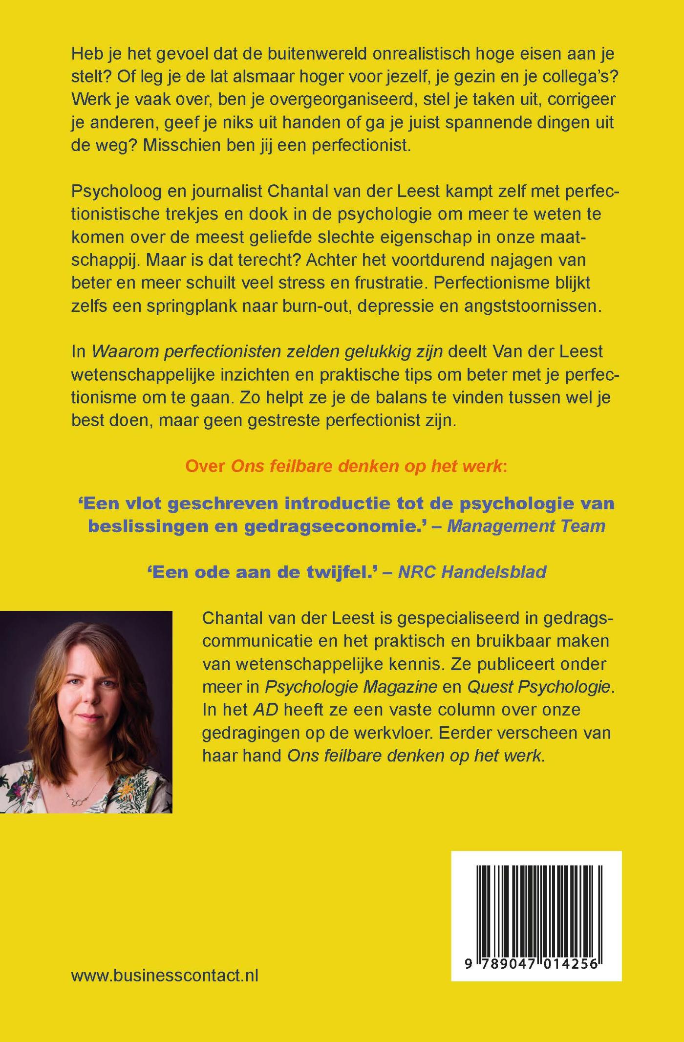 Achterkant van Waarom perfectionisten zelden gelukkig zijn