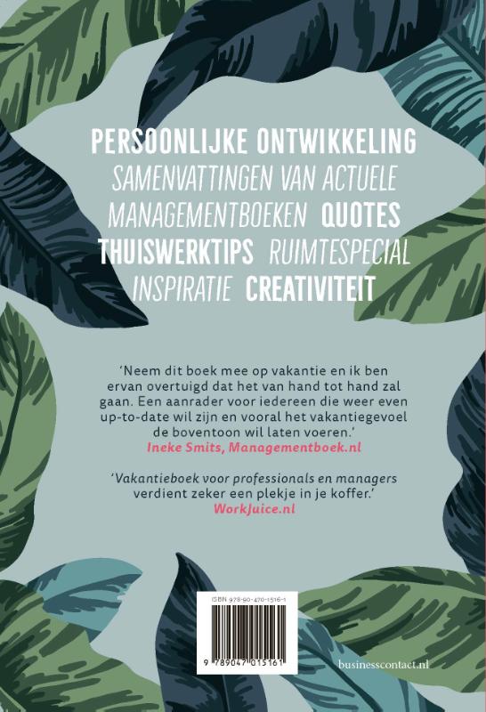 Achterkant van Vakantieboek voor professionals en managers