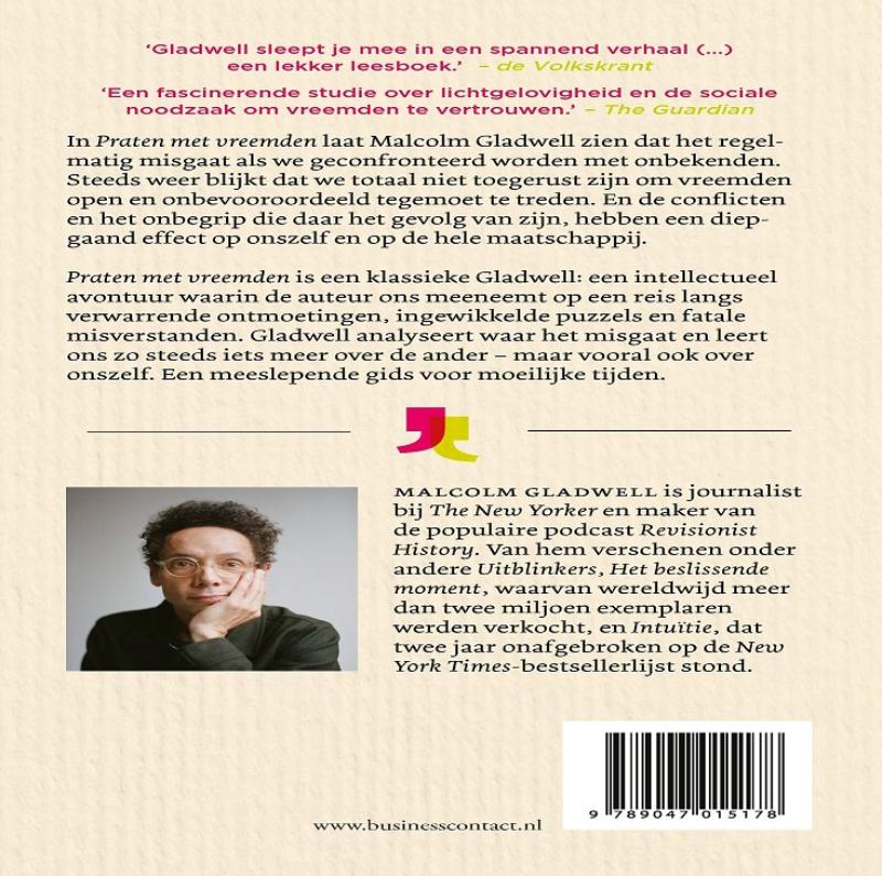 Achterkant van Praten met vreemden