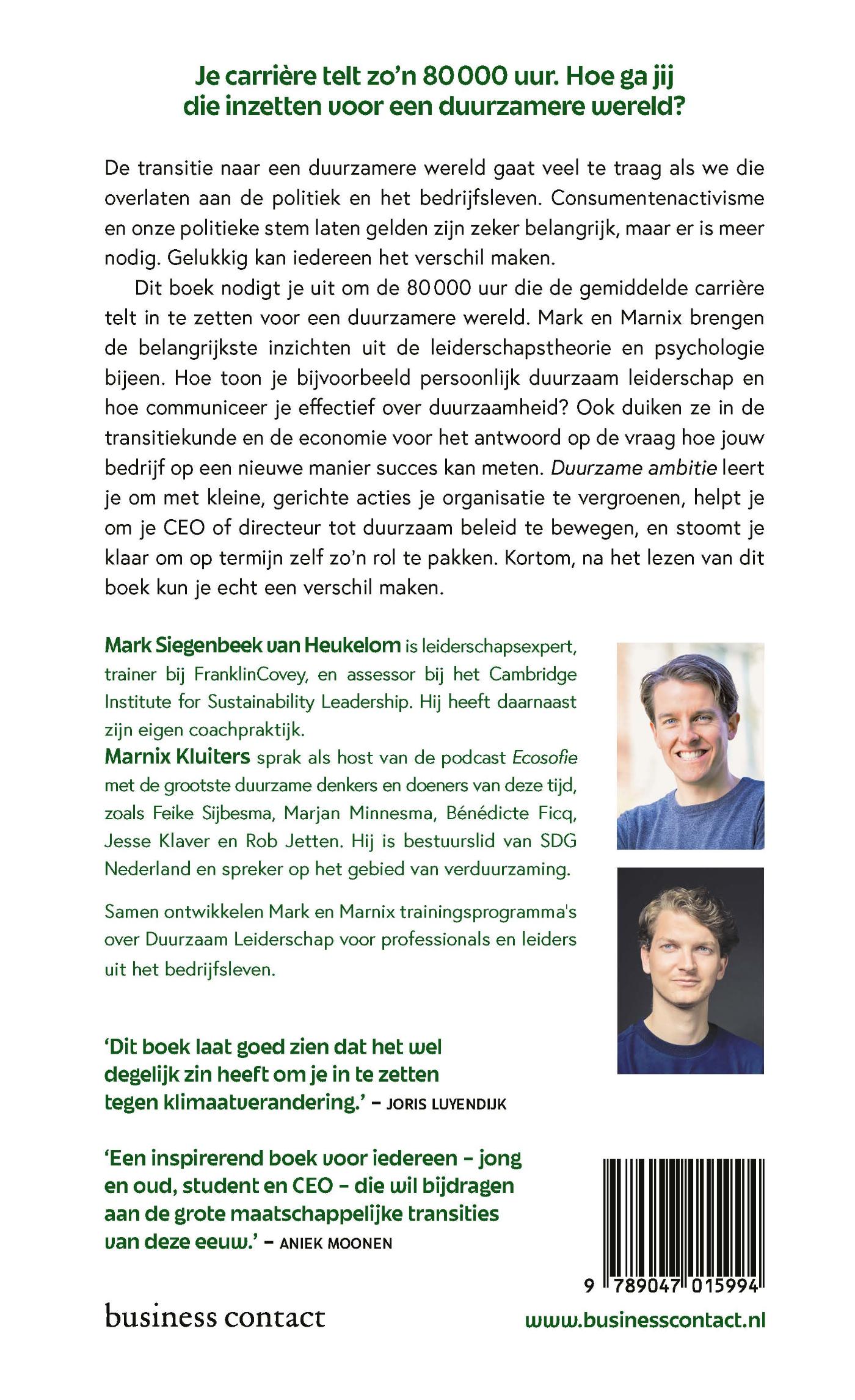 Achterkant van Duurzame ambitie