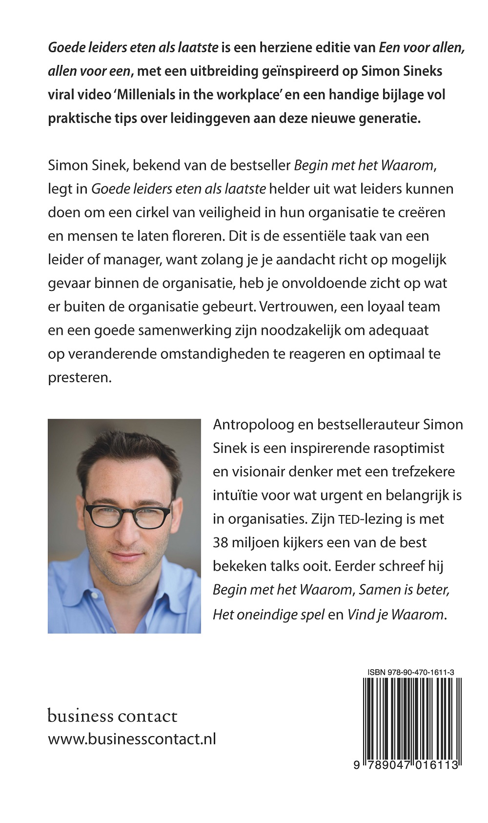 Achterkant van Goede leiders eten als laatste