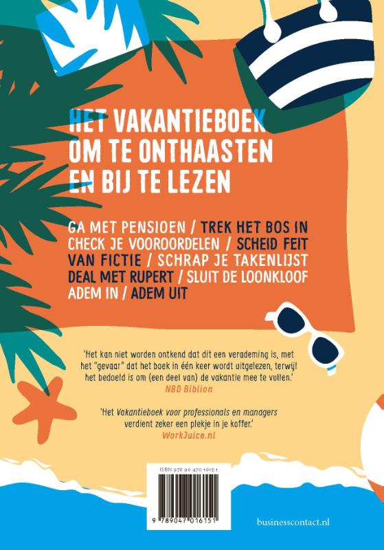 Achterkant van Vakantieboek voor professionals en managers 2022