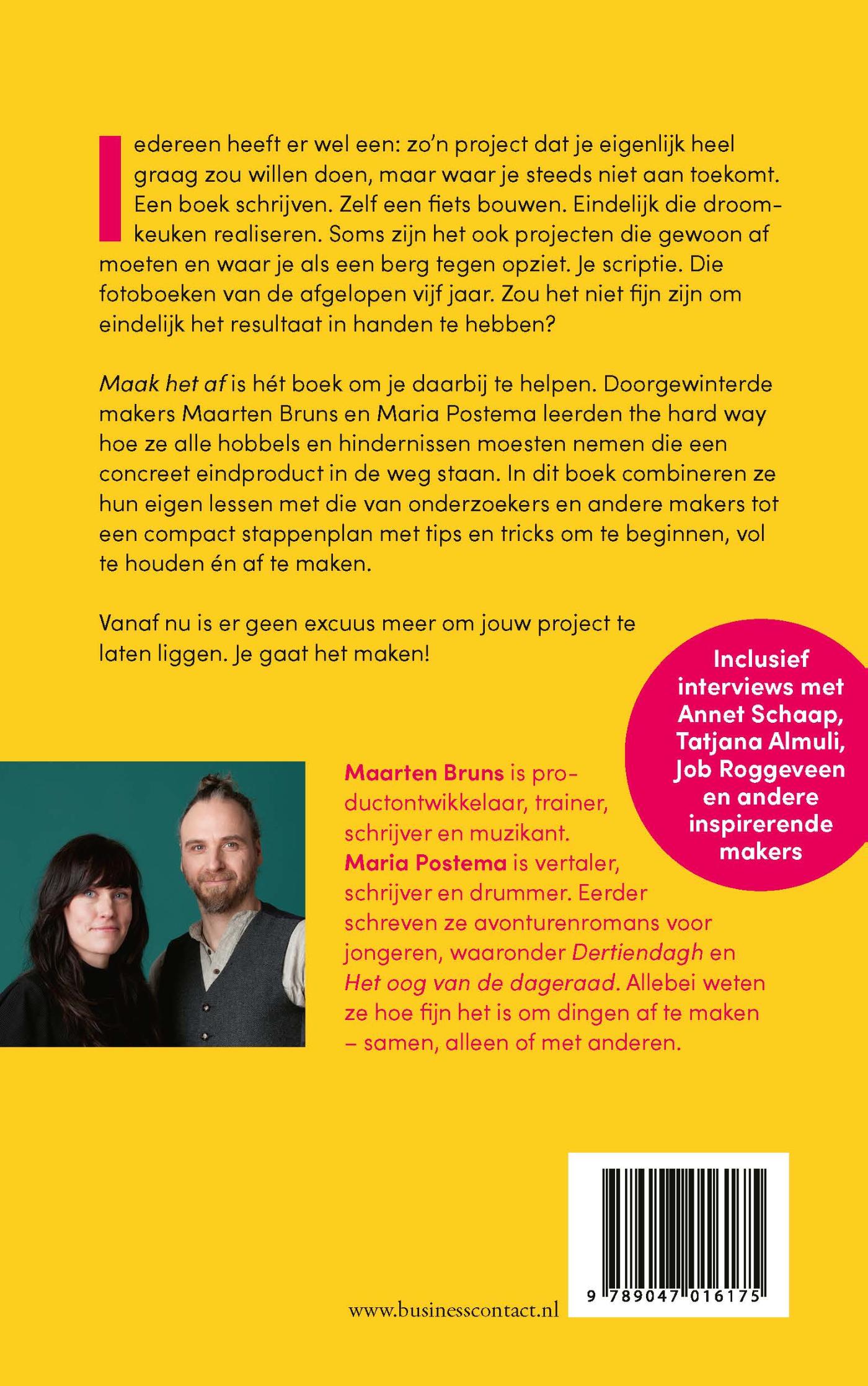 Achterkant van Maak het af
