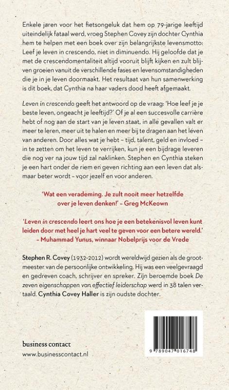 Achterkant van Leven in crescendo