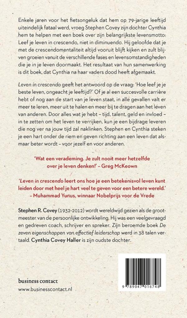 Achterkant van Leven in crescendo