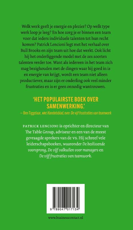 Achterkant van De 6 talenten voor teamwork