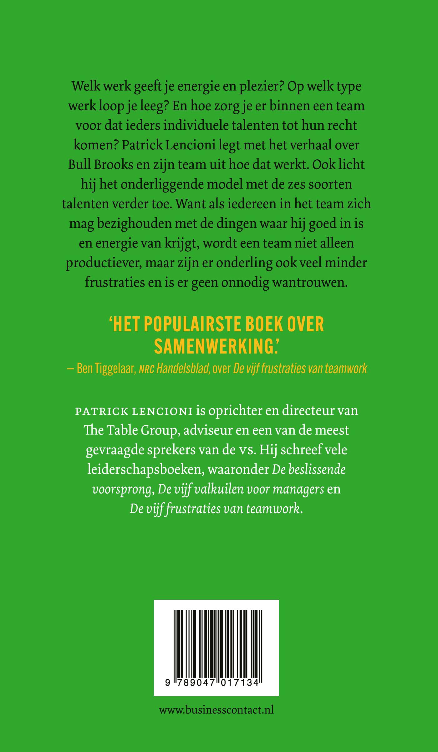 Achterkant van De 6 talenten voor teamwork