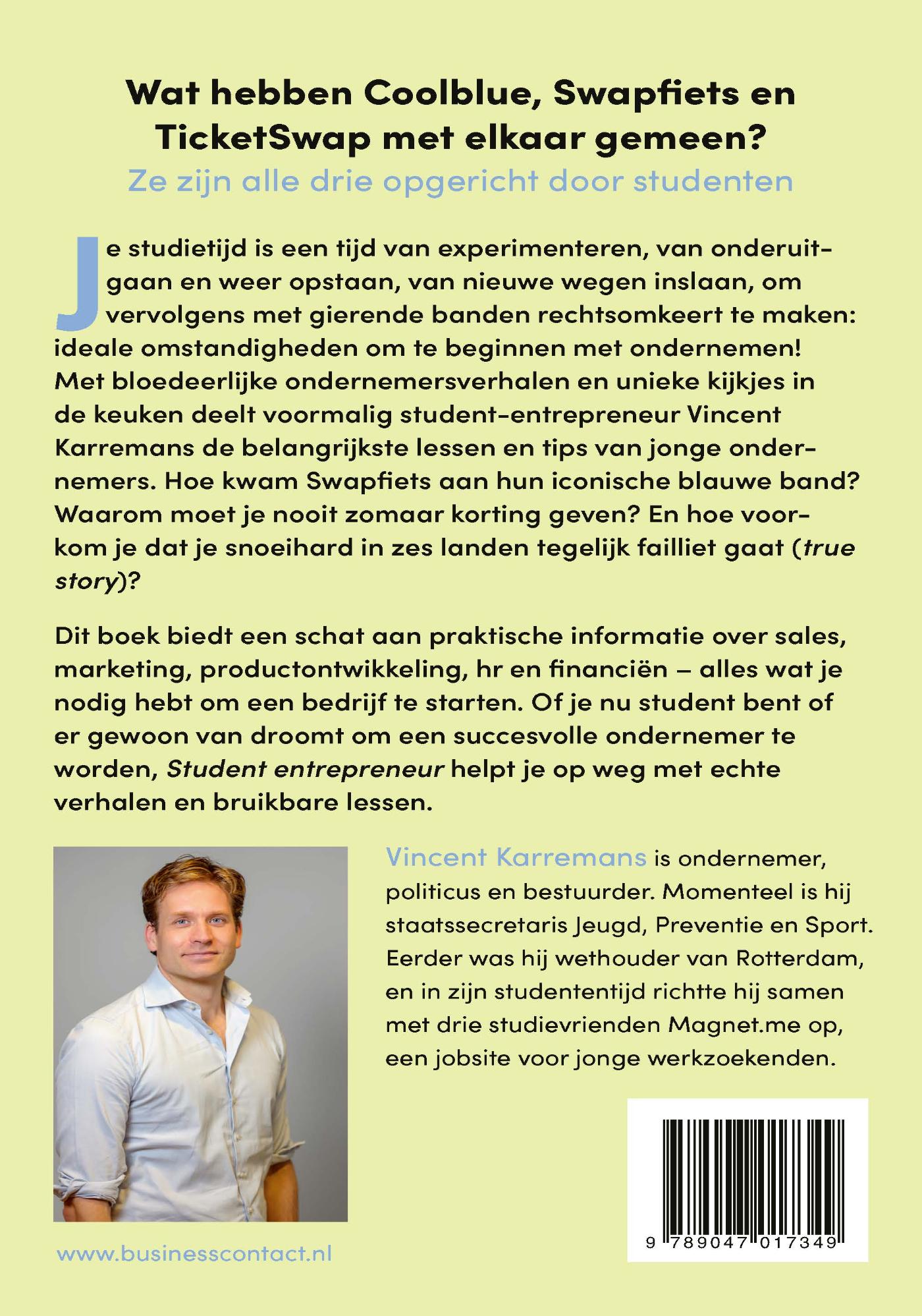 Achterkant van Student entrepreneur
