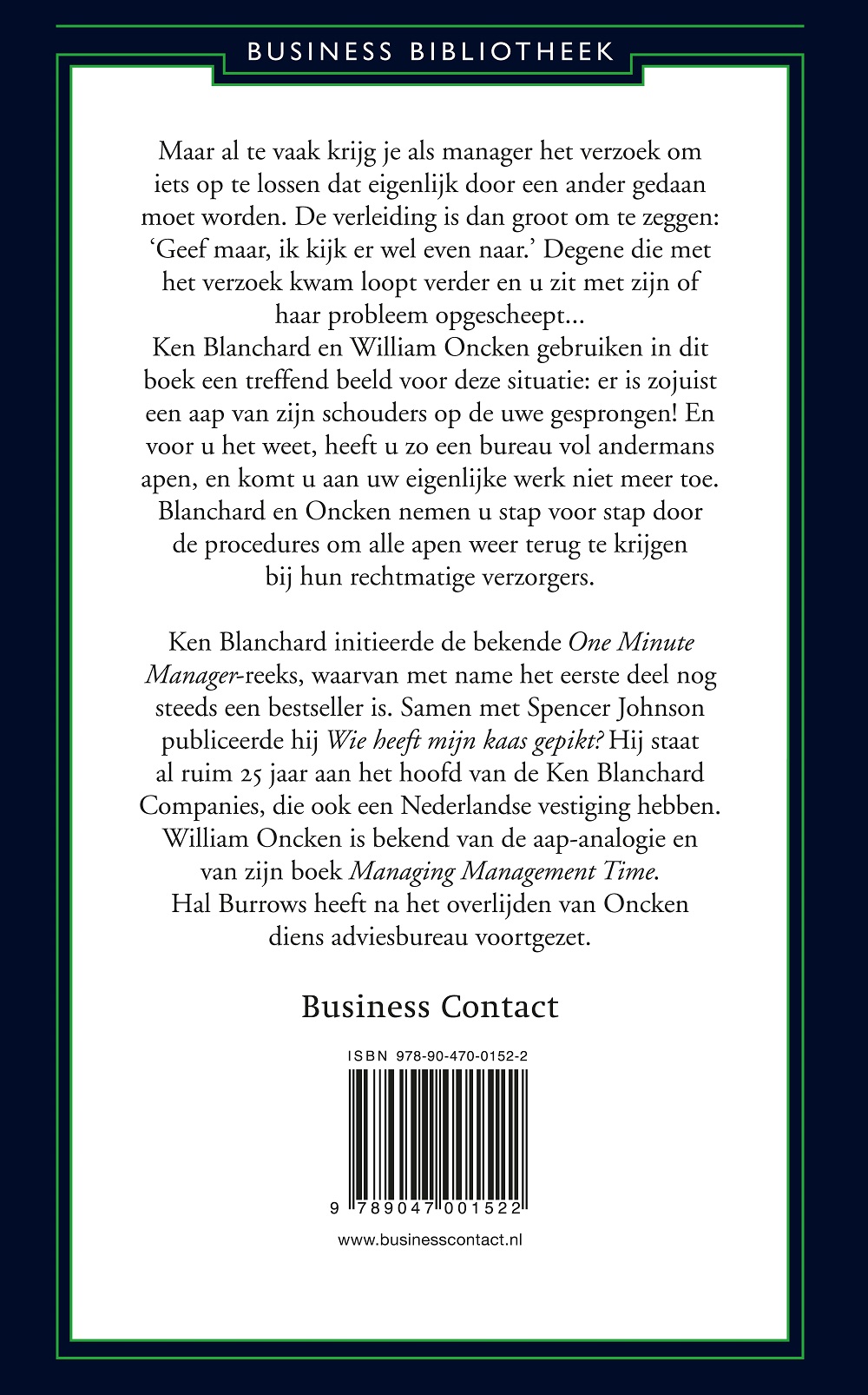 Achterkant van De One Minute Manager en de apenrots