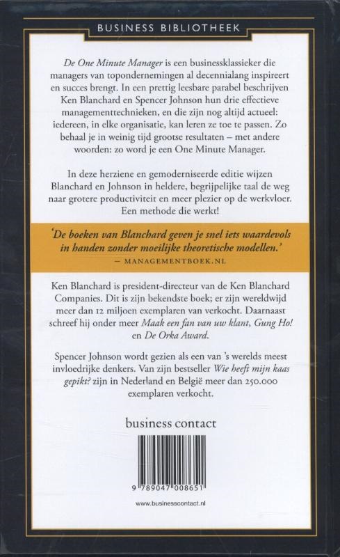 Achterkant van De Nieuwe One Minute Manager