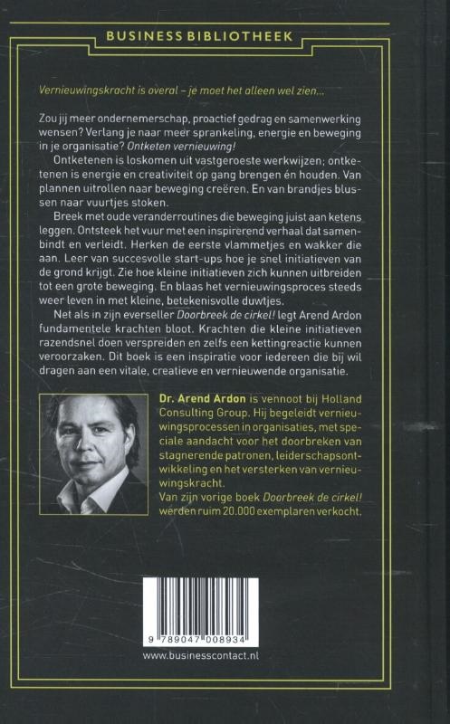 Achterkant van Ontketen vernieuwing!